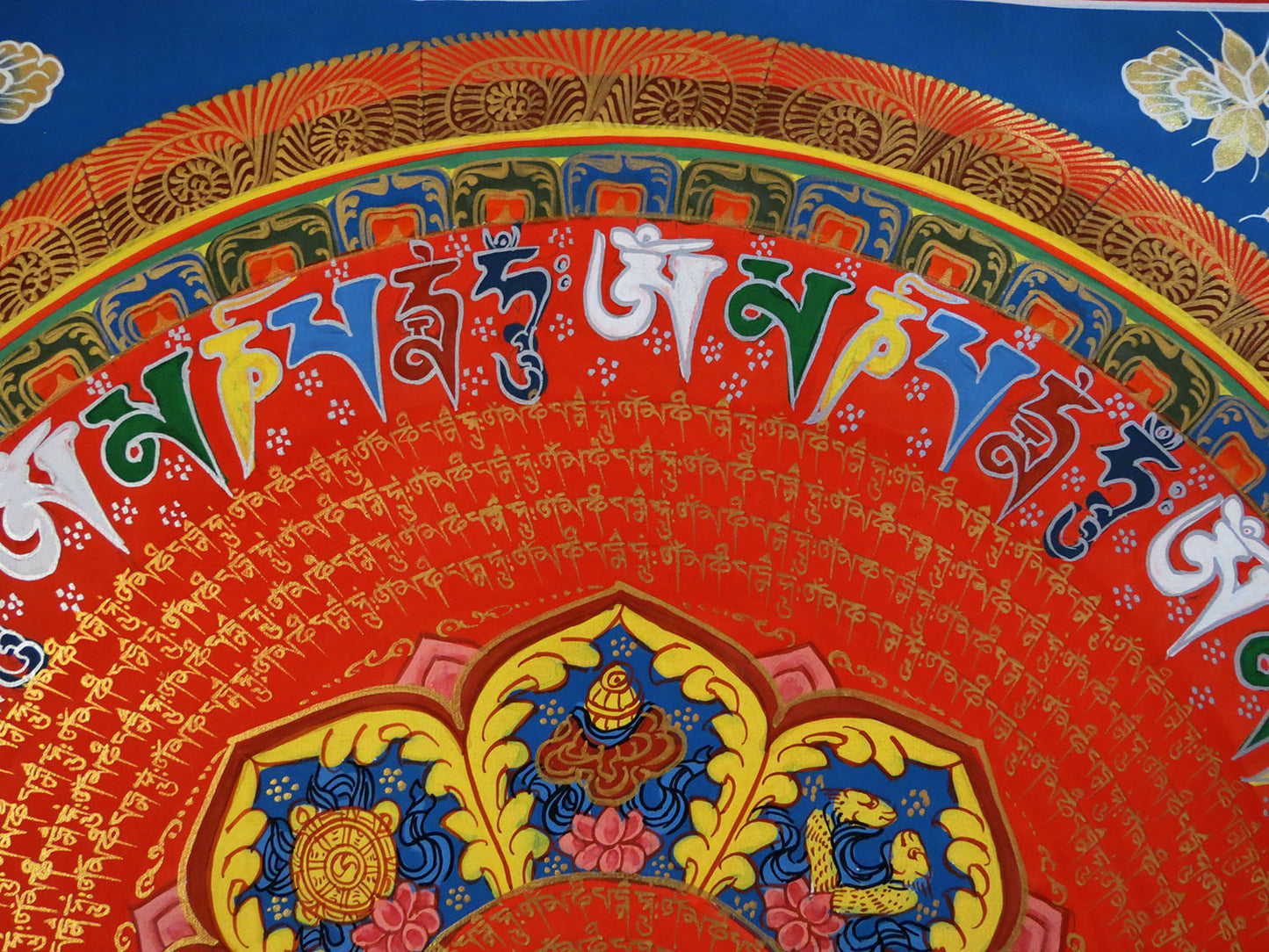 Tibetan Buddhism Om Mani Padme Hum Mantra Mandala Ritual 8 Auspicious Lucky Sign Lama Handwritten Painting Thangka Art Nepal free