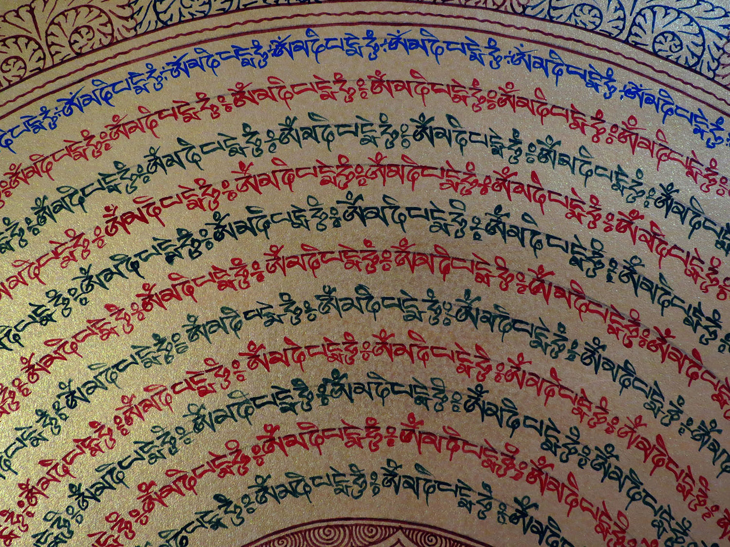 Tibetan Buddhism Om Mani Padme Hum Mantra Mandala Lama Handwritten Painting Thangka Art Nepal free White