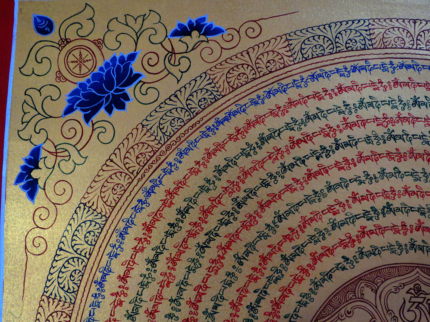 Tibetan Buddhism Om Mani Padme Hum Mantra Mandala Lama Handwritten Painting Thangka Art Nepal free White