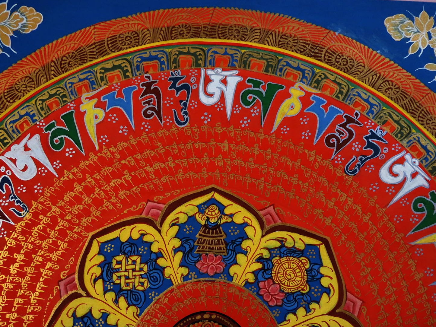 Tibetan Buddhism Om Mani Padme Hum Mantra Mandala Ritual 8 Auspicious Lucky Sign Lama Handwritten Buddha Eye Double Dorje Painting Thangka Nepal free