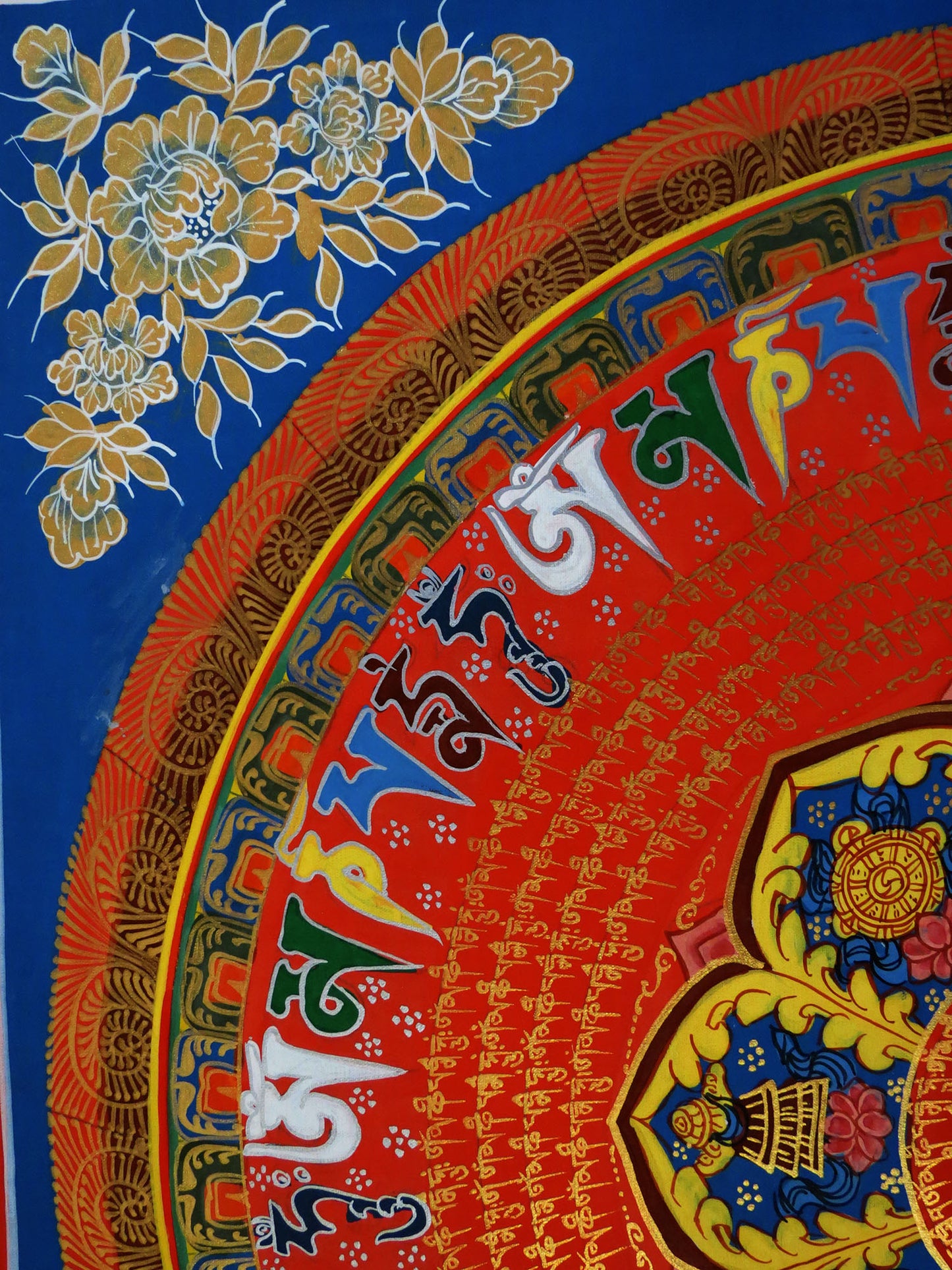 Tibetan Buddhism Om Mani Padme Hum Mantra Mandala Ritual 8 Auspicious Lucky Sign Lama Handwritten Buddha Eye Double Dorje Painting Thangka Nepal free
