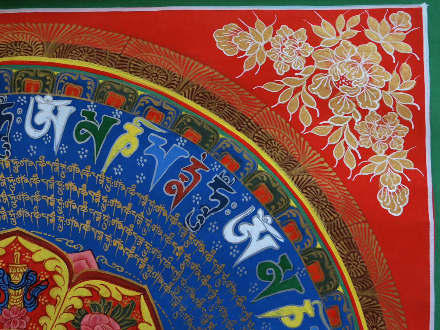 Tibetan Buddhism Om Mantra Om Mani Padme Hum Mantra Mandala Ritual 8 Auspicious Lucky Sign Lama Handwritten Painting Thangka Art Nepal free
