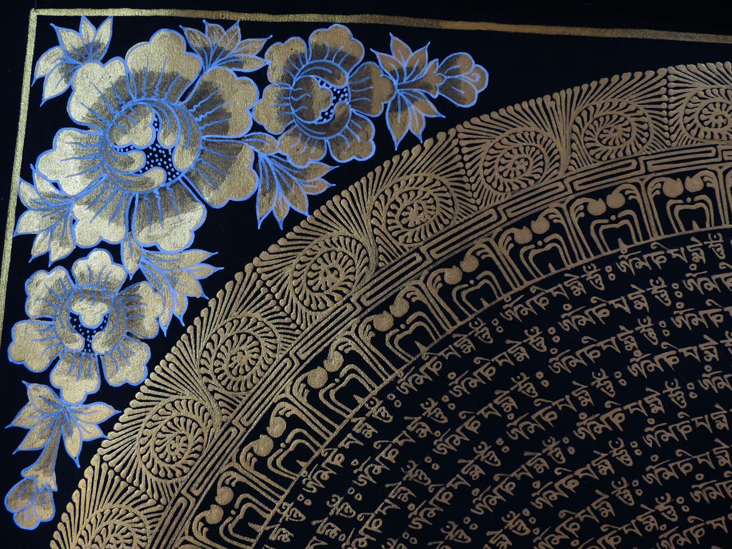 Tibetan Buddhism Om Mani Padme Hum Mantra Mandala Lama Handwritten Thangka Nepal free