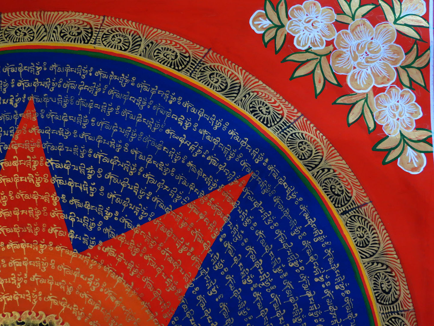 Tibetan Buddhism Om Mani Padme Hum Mantra Mandala Star Lama Handwritten Painting Thangka Art Nepal free