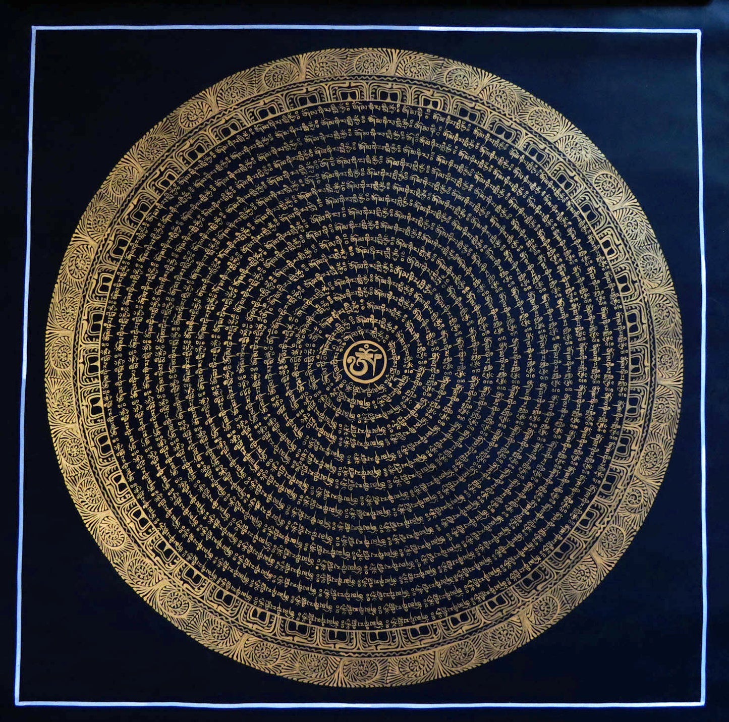 Tibetan Buddhism Om Mani Padme Hum Mantra Mandala Lama Handwritten Painting Thangka Art Nepal free black