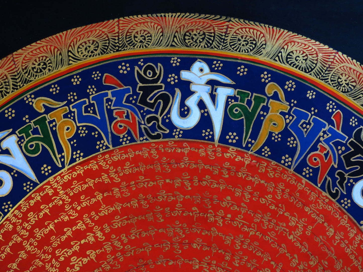 Tibetan Buddhism Om Mantra Om Mani Padme Hum Mantra Mandala Ritual 8 Auspicious Lucky Sign Lama Handwritten Painting Thangka Art Nepal free