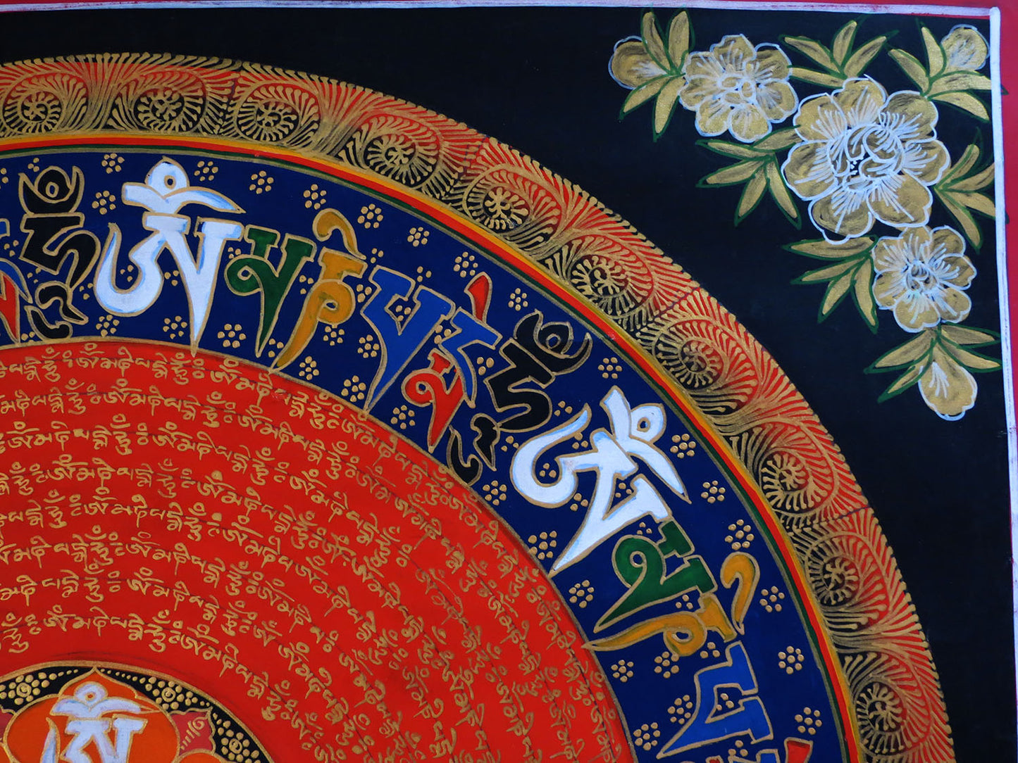 Tibetan Buddhism Om Mantra Om Mani Padme Hum Mantra Mandala Ritual 8 Auspicious Lucky Sign Lama Handwritten Painting Thangka Art Nepal free