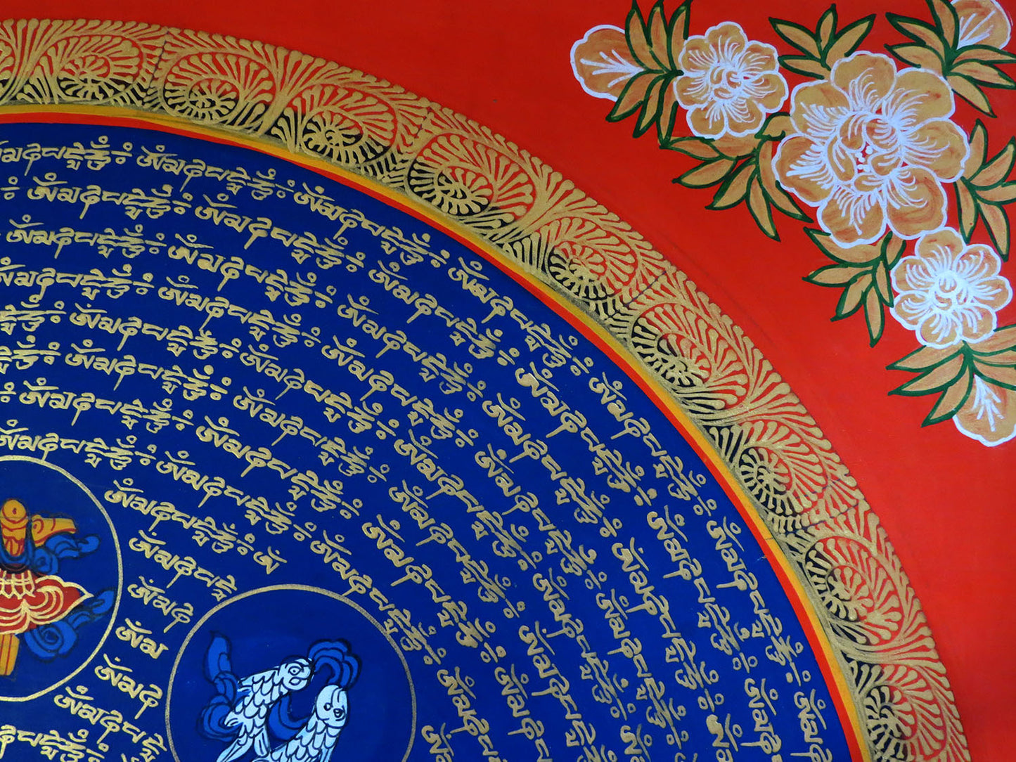 Tibetan Buddhism Om Mani Padme Hum Mantra Mandala Ritual 8 Auspicious Lucky Sign Lama Handwritten Painting Thangka Nepal free
