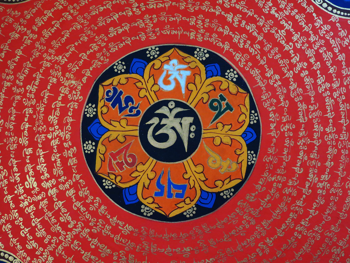 Tibetan Buddhism Ritual 8 Auspicious Lucky Sign Om Mani Padme Hum Mantra Mandala Lama Handwritten Painting Thangka free