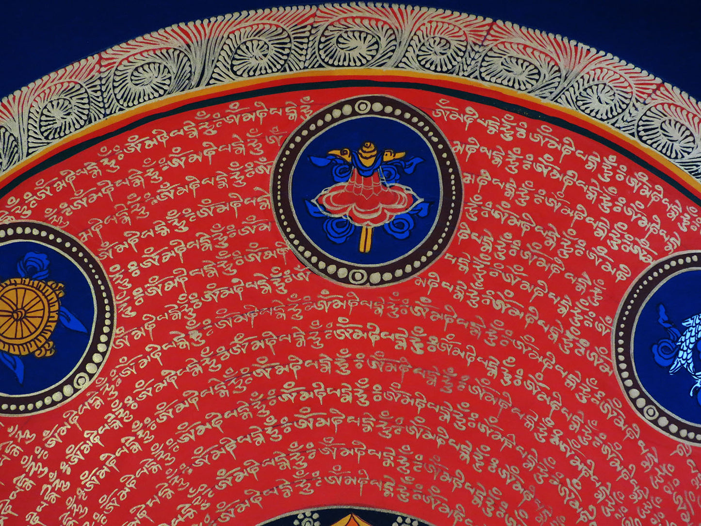 Tibetan Buddhism Ritual 8 Auspicious Lucky Sign Om Mani Padme Hum Mantra Mandala Lama Handwritten Painting Thangka free
