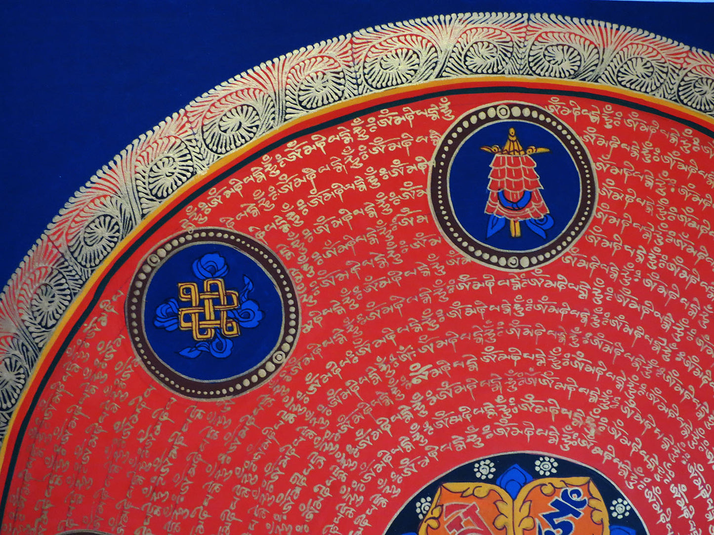Tibetan Buddhism Ritual 8 Auspicious Lucky Sign Om Mani Padme Hum Mantra Mandala Lama Handwritten Painting Thangka free