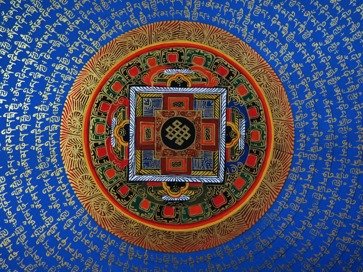Tibetan Buddhism Ritual Om Mani Padme Hum Mantra Mandala Handwritten Painting Thangka Art Nepal free