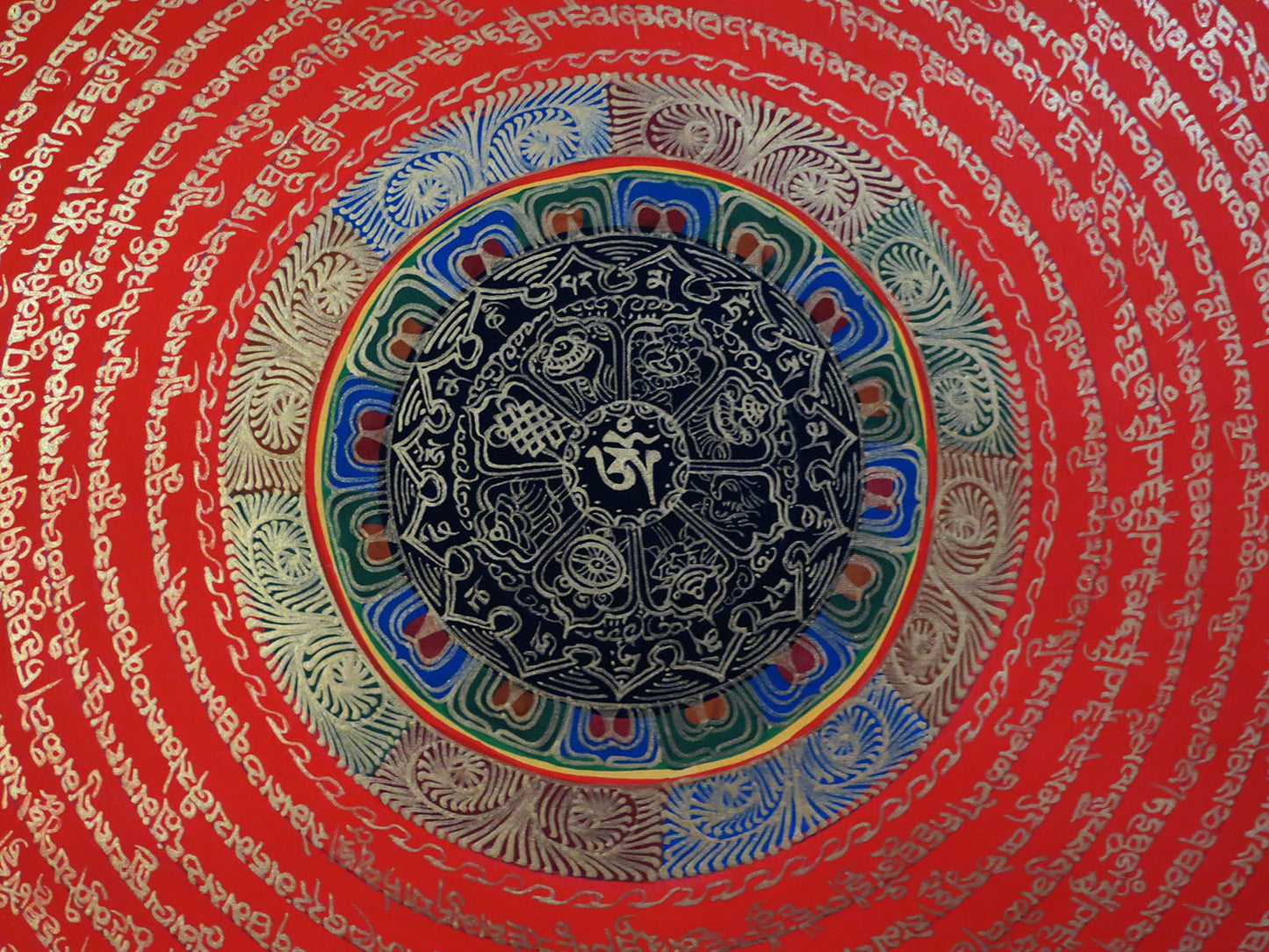 8 Auspicious Sign Buddhism Thangka Painting: Om Mani Padme Hum Mantra Mandala Art Nepal free