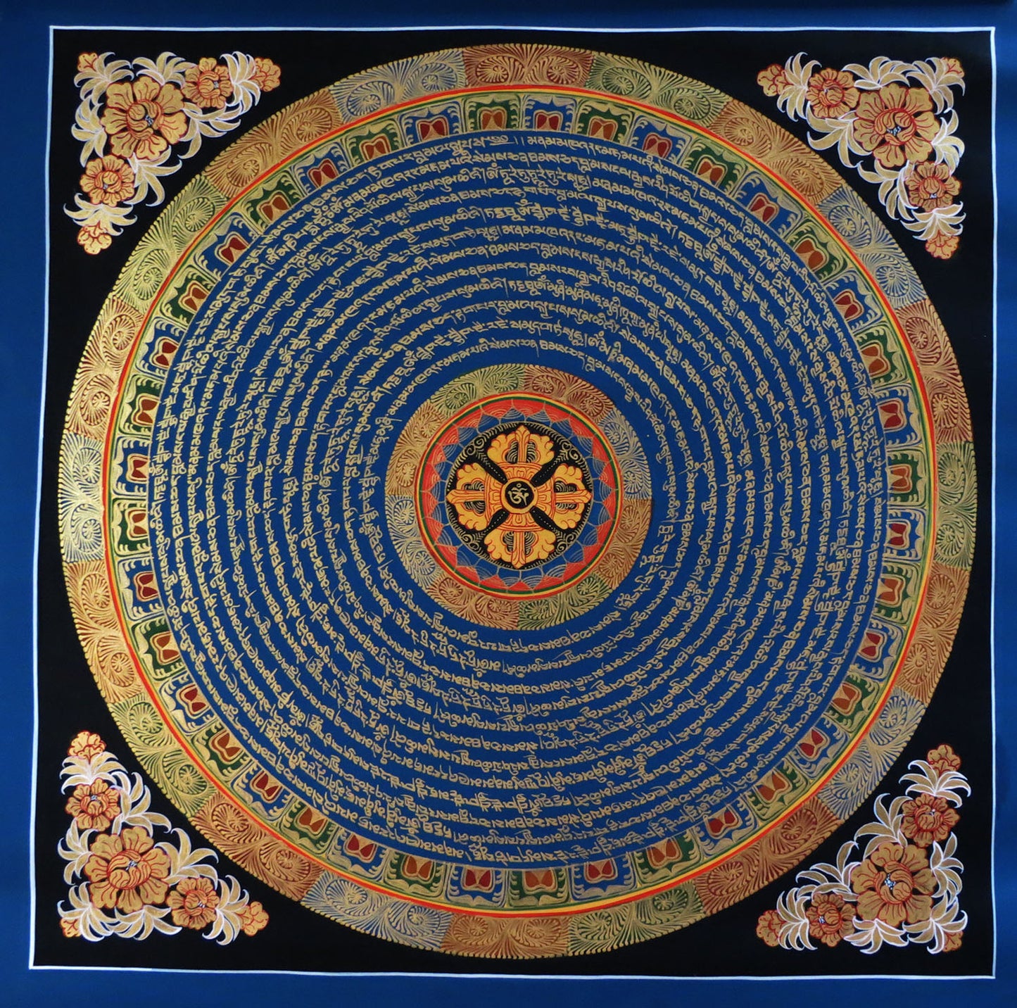 Tibetan Double Dorje Thangka Painting: Om Mani Padme Hum Mantra Mandala Art Nepal free