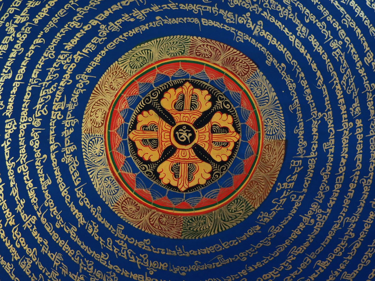 Tibetan Double Dorje Thangka Painting: Om Mani Padme Hum Mantra Mandala Art Nepal free