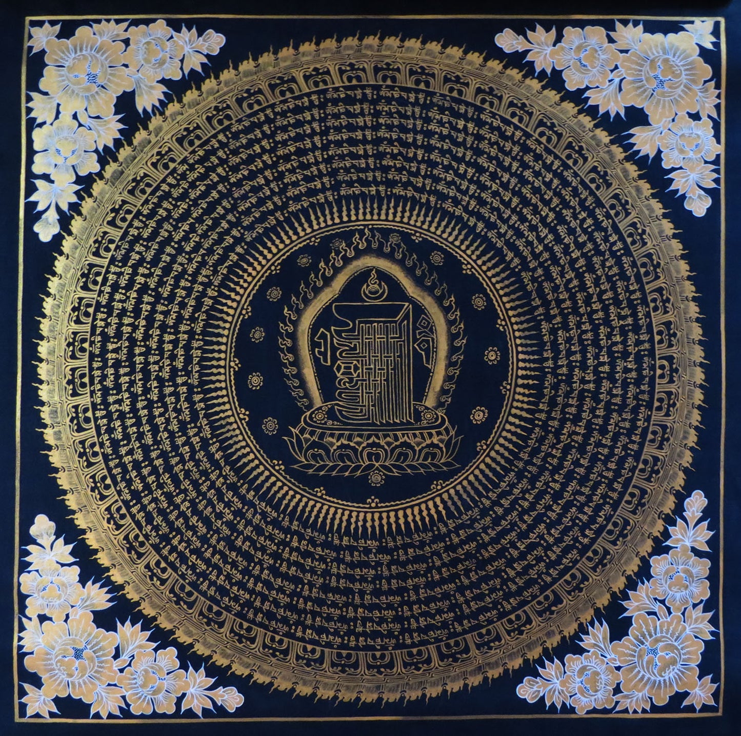 Ritual Kalachakra Tibetan Thangka Painting: Om Mani Padme Hum Mantra Mandala Art Nepal free