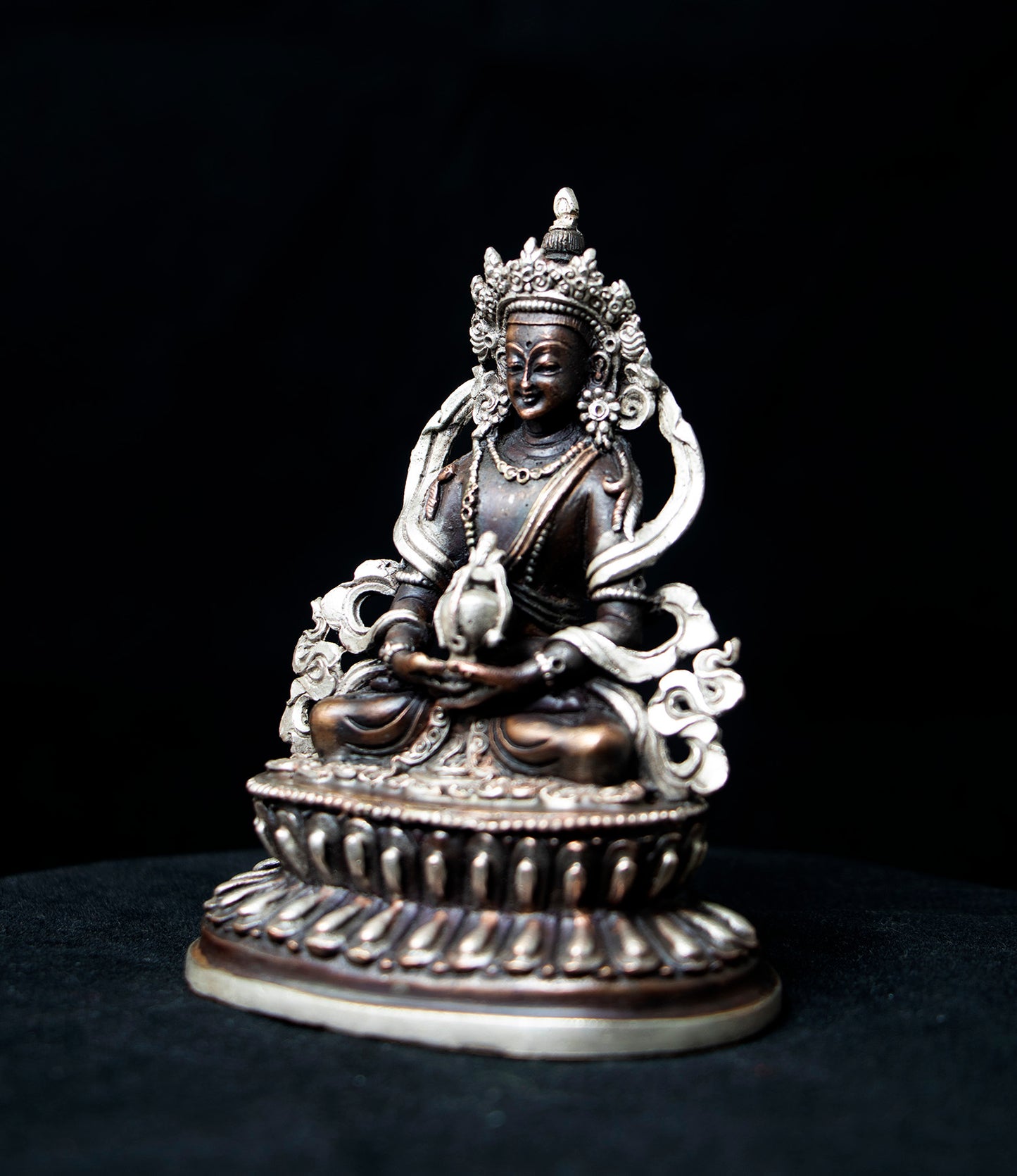Tibetan Buddhism Lord Aparmita Amitayus Silver Oxide Copper Statue Sculpture Figure Nepal free