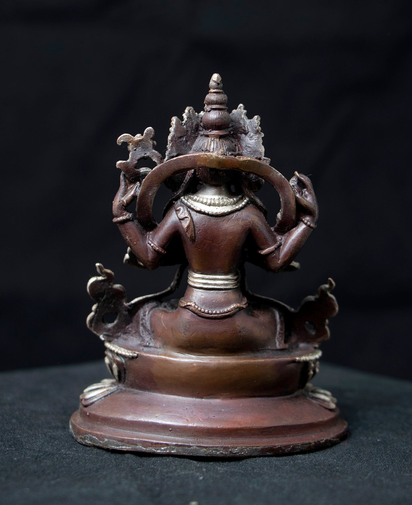 Tibetan Buddhism Lord Chenrezig Khacheri Silver Oxide Copper Statue Sculpture Figure Nepal free
