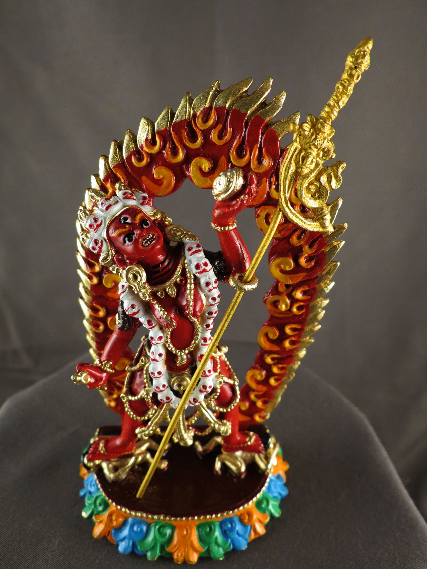 Tibetan Buddhism Vajra Yogini Statue: Whole Body Red Acrylic Color Hand Paint Copper Sculpture free