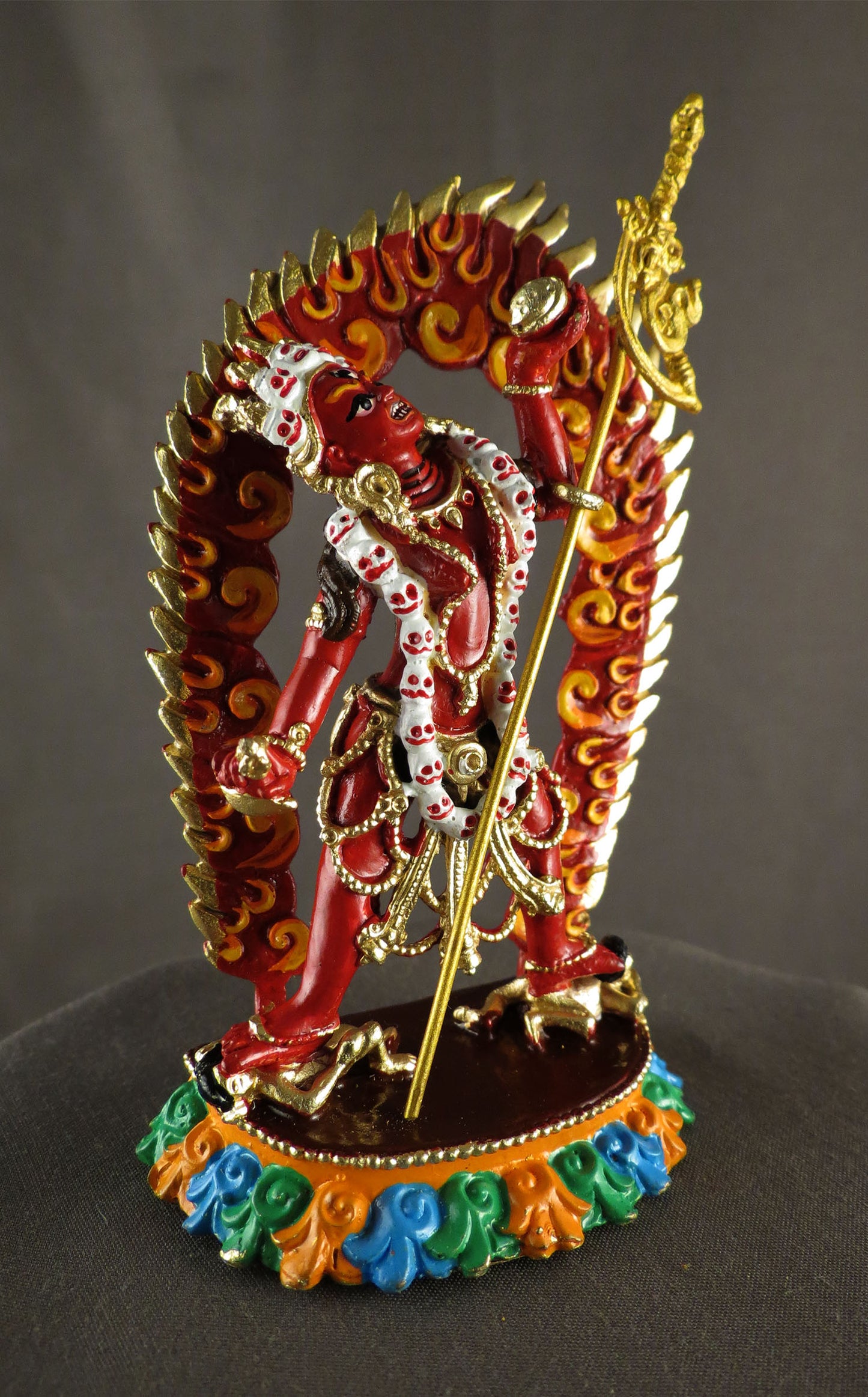 Tibetan Buddhism Vajra Yogini Statue: Whole Body Red Acrylic Color Hand Paint Copper Sculpture free