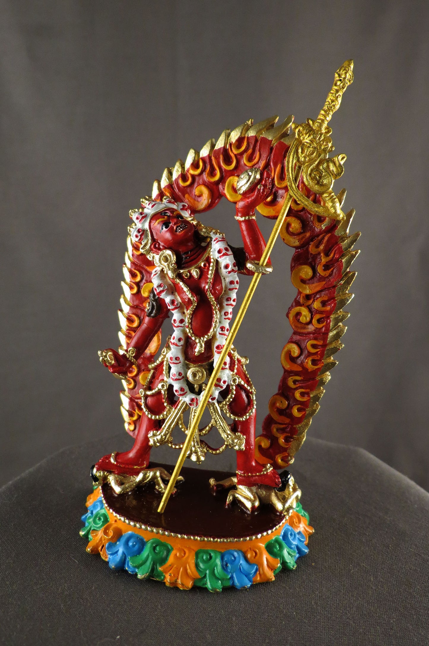 Tibetan Buddhism Vajra Yogini Statue: Whole Body Red Acrylic Color Hand Paint Copper Sculpture free