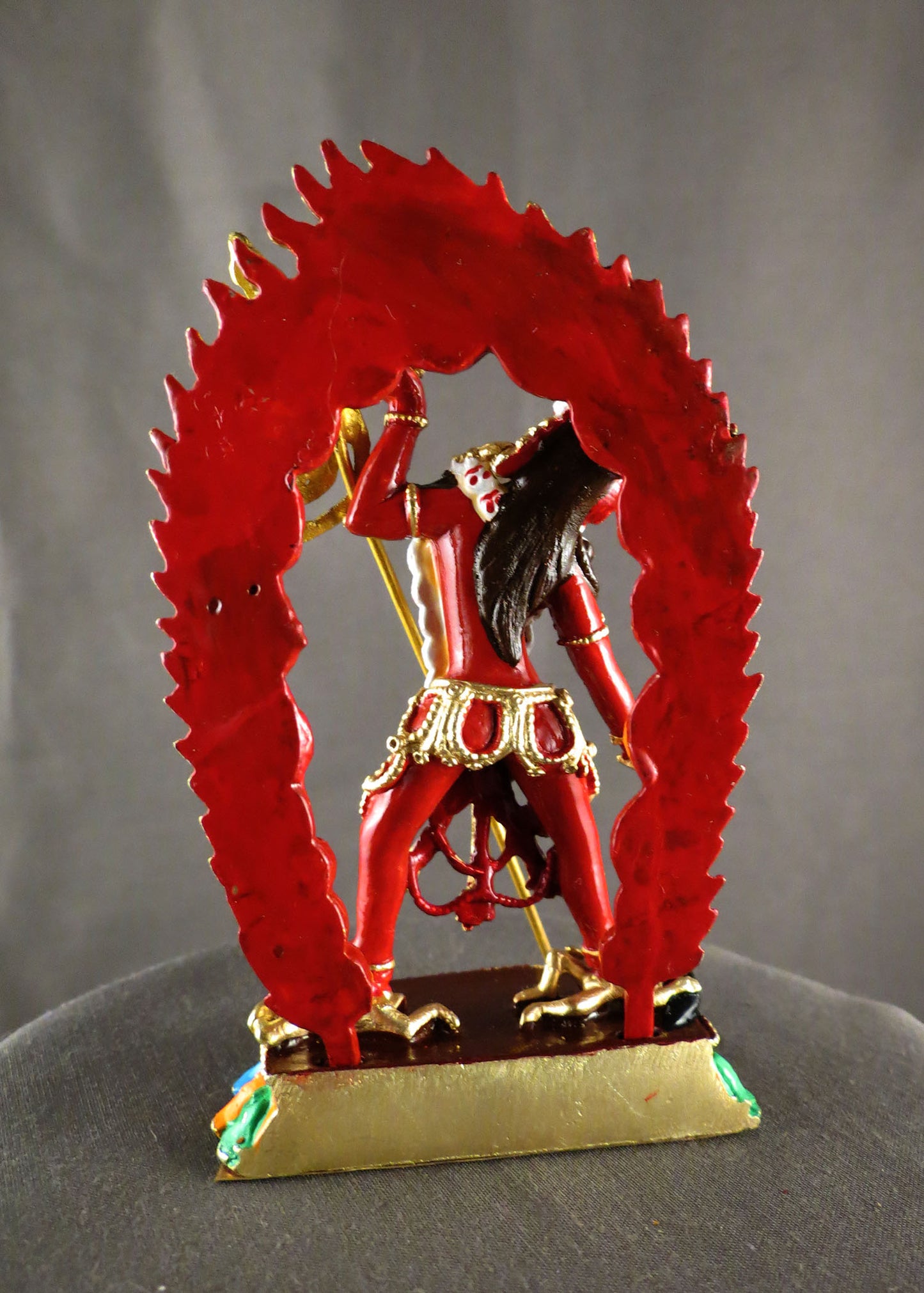 Tibetan Buddhism Vajra Yogini Statue: Whole Body Red Acrylic Color Hand Paint Copper Sculpture free
