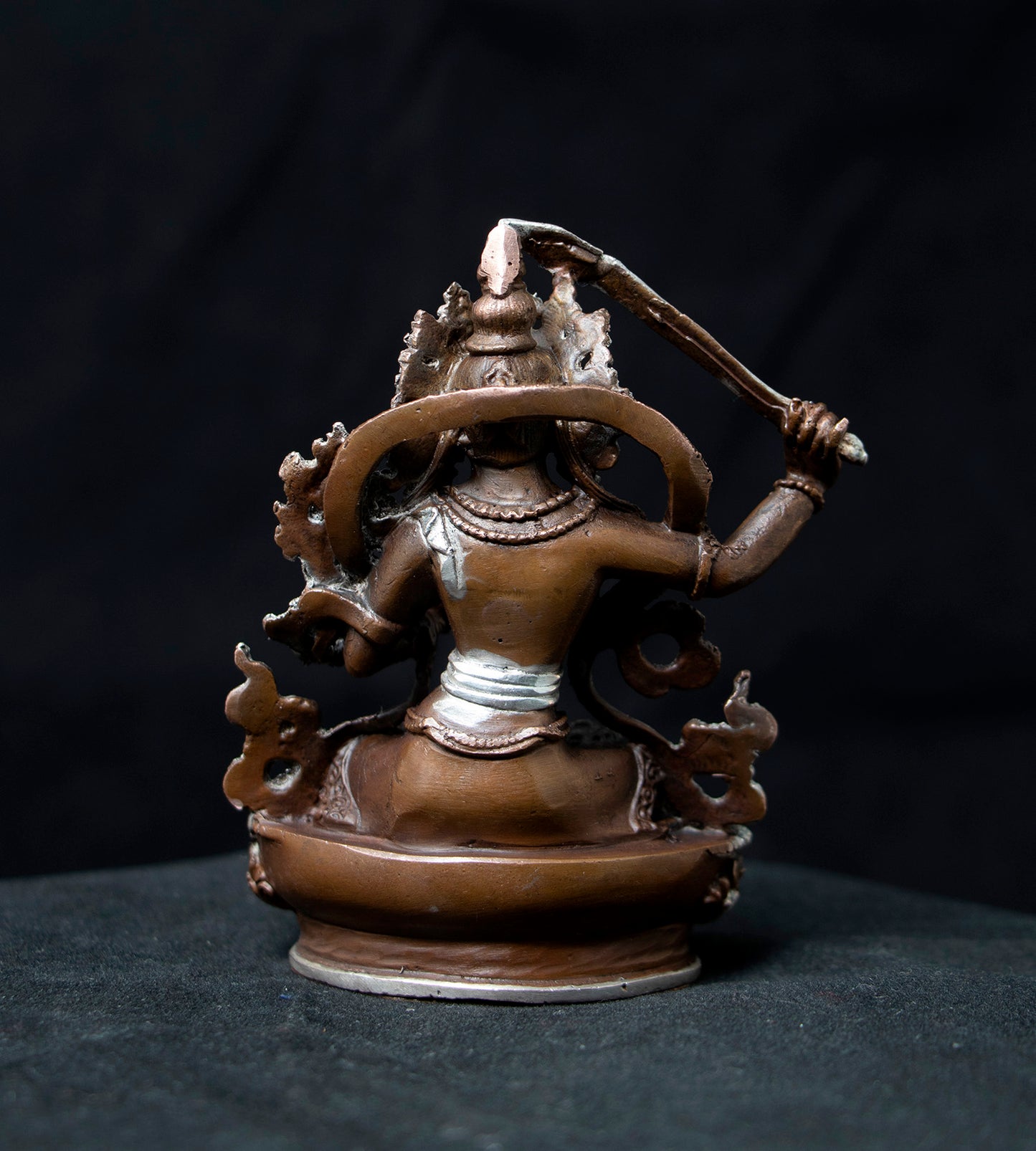 Buddhism Hinduism Lord Manjushree Copper Silver Oxide Statue Figure Handmade Nepal