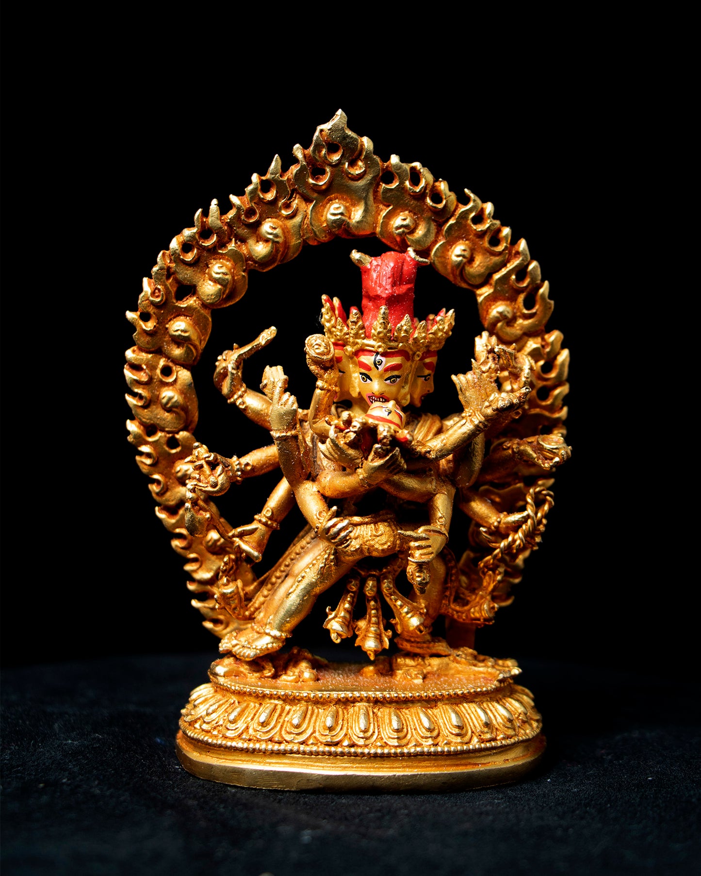 Tibetan Buddhism Gold Face Lord Cakrasamvara with Consort Gold Plated Copper Statue Sculpture Nepal free