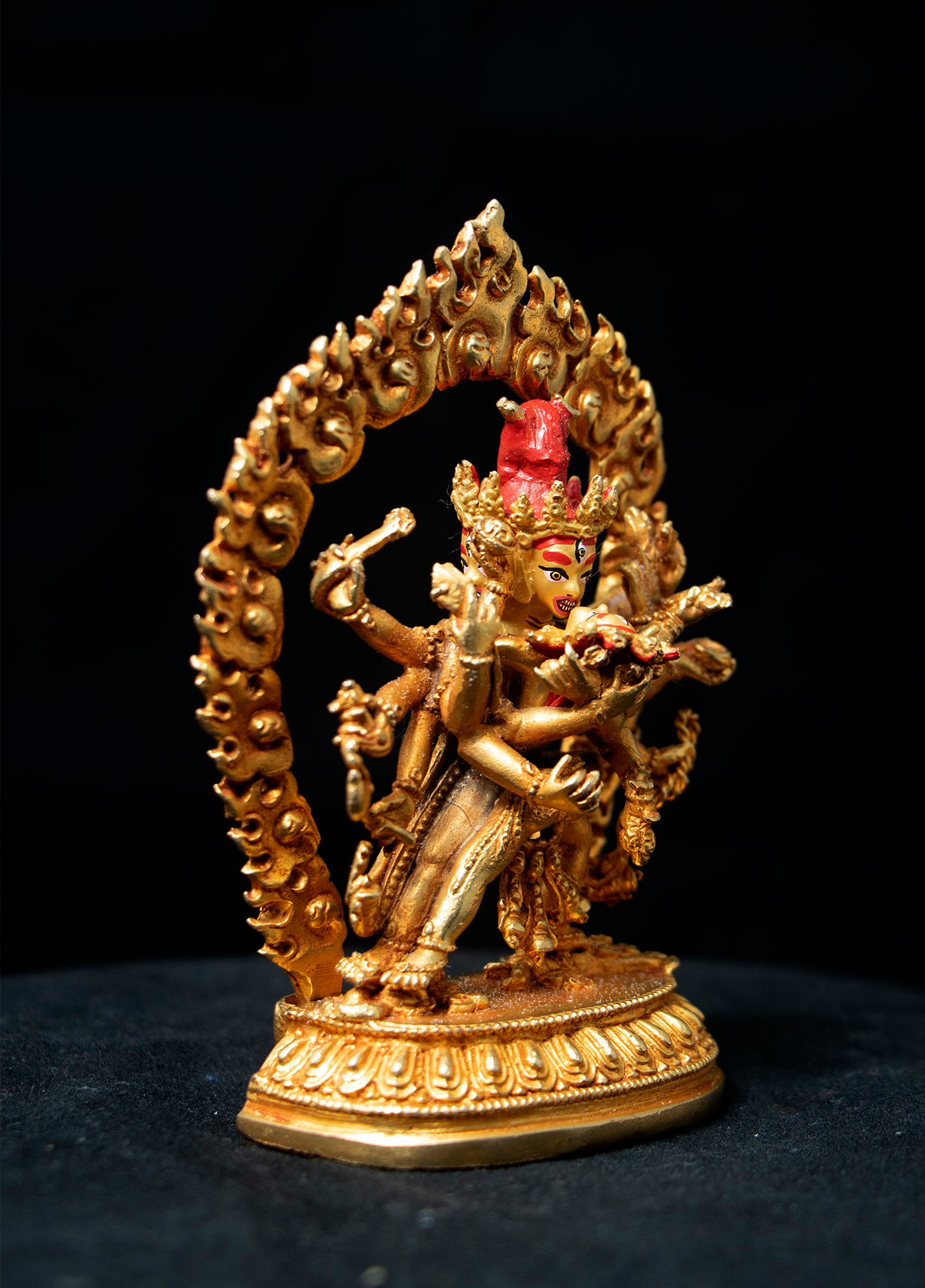 Tibetan Buddhism Gold Face Lord Cakrasamvara with Consort Gold Plated Copper Statue Sculpture Nepal free