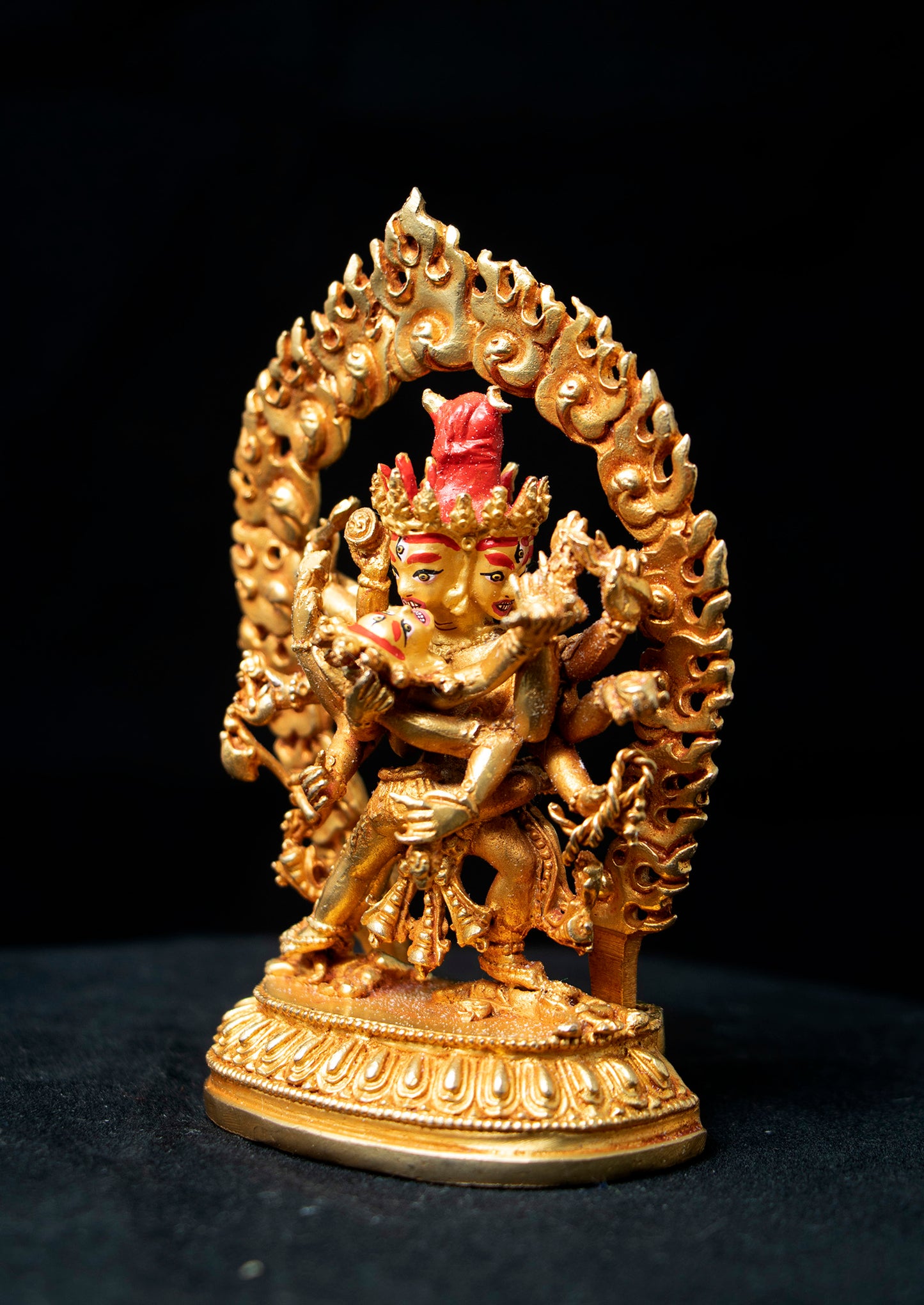 Tibetan Buddhism Gold Face Lord Cakrasamvara with Consort Gold Plated Copper Statue Sculpture Nepal free
