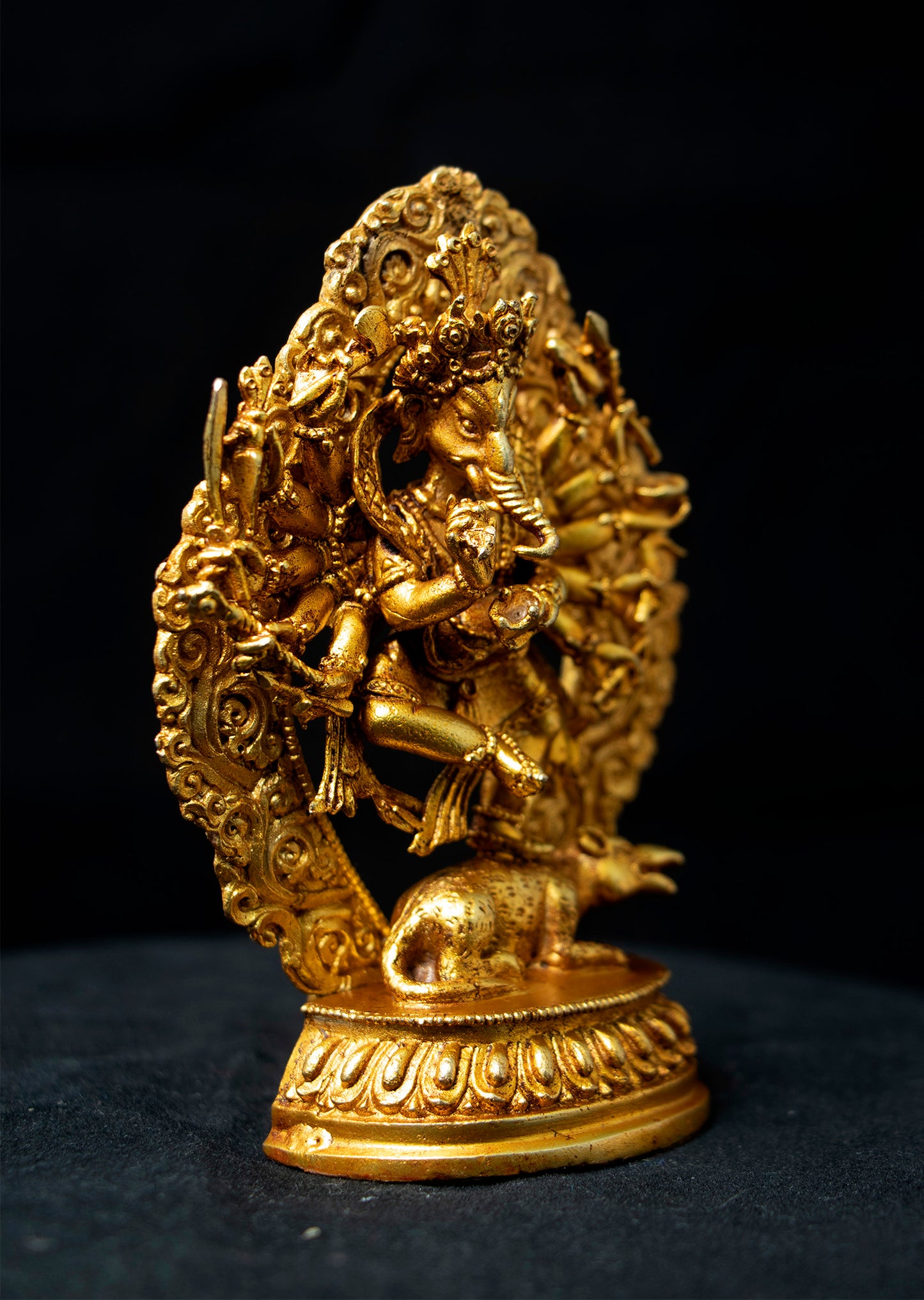 12 Hands Dancing Lord Ganesha Ganesh Copper Gold Plated Statue Sculpture Figure Nepal free
