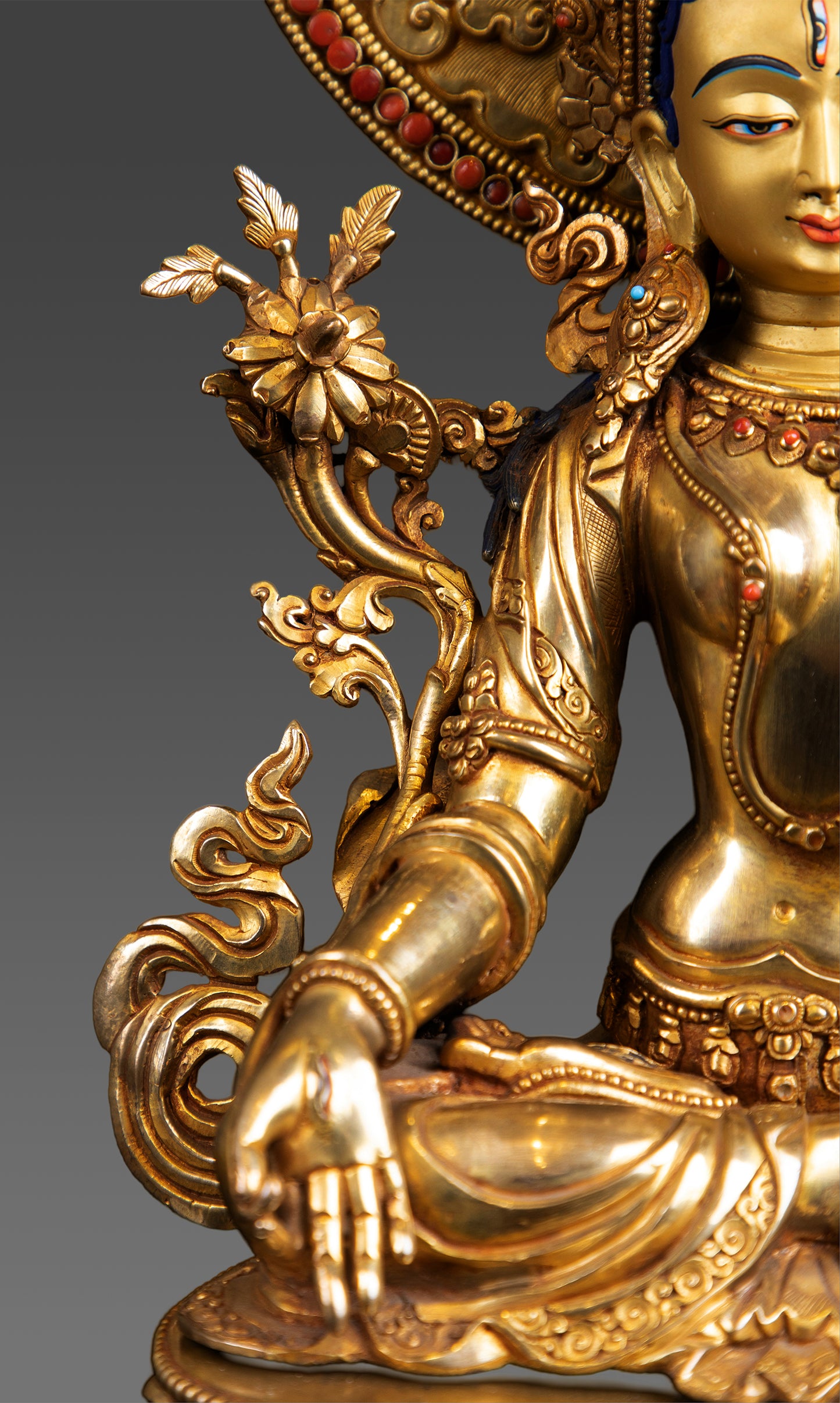 Buddhism Tibetan Goddess Green Tara Rupa 24K Gold Plated Copper Statue Sculpture Nepal free