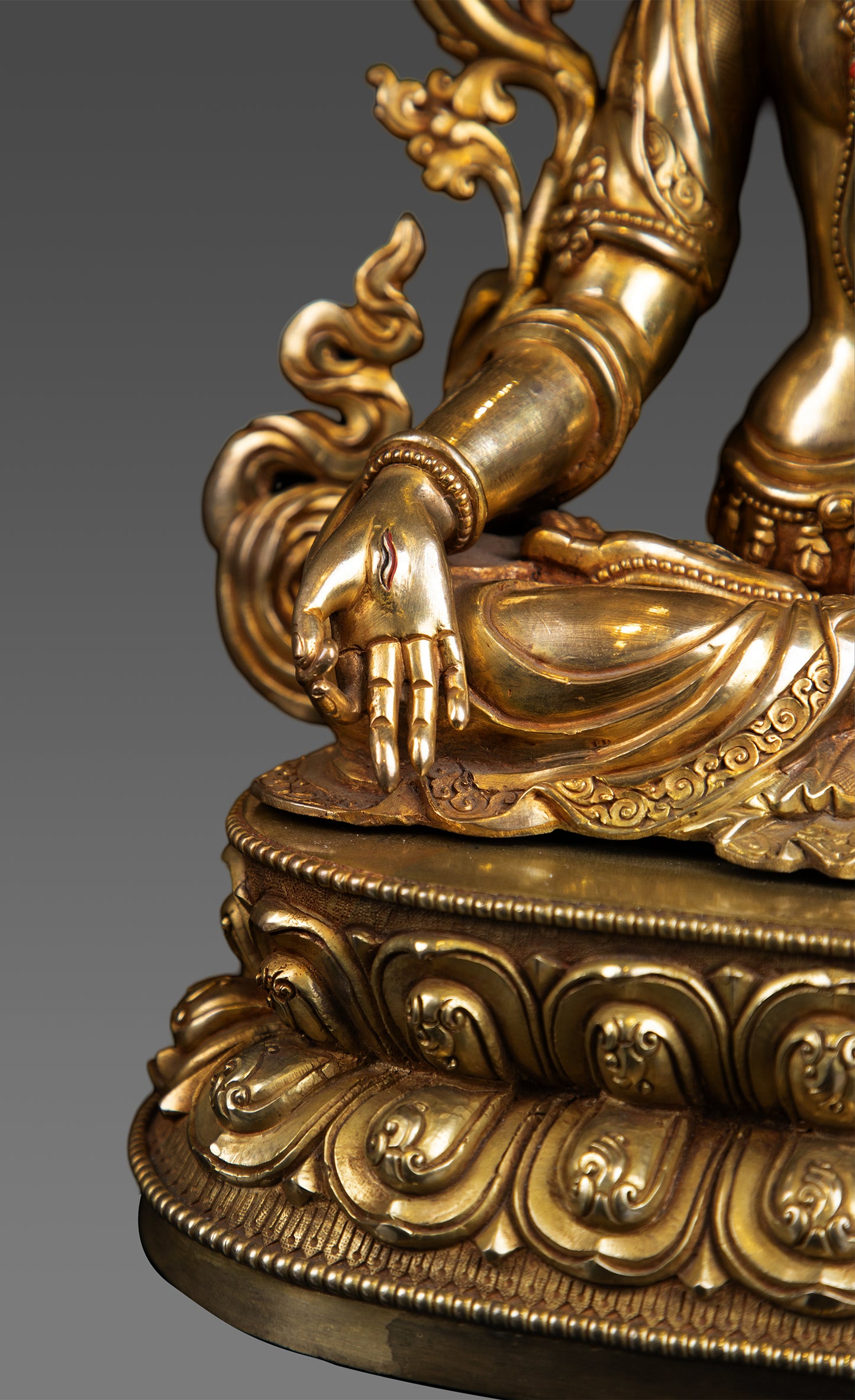 Buddhism Tibetan Goddess Green Tara Rupa 24K Gold Plated Copper Statue Sculpture Nepal free