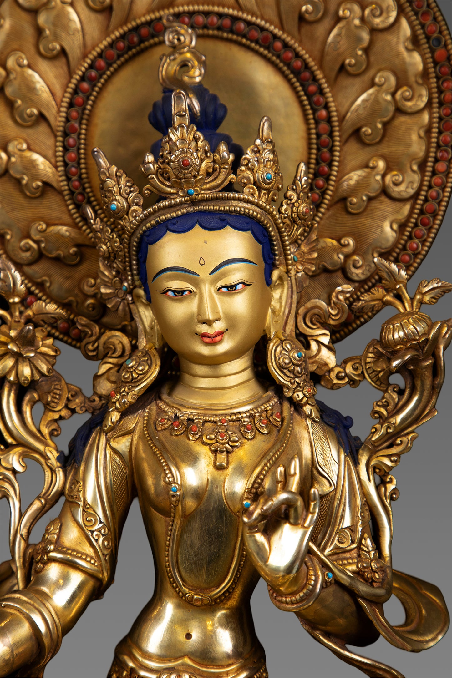 Buddhism Tibetan Goddess Green Tara Rupa 24K Gold Plated Copper Statue Sculpture Nepal free