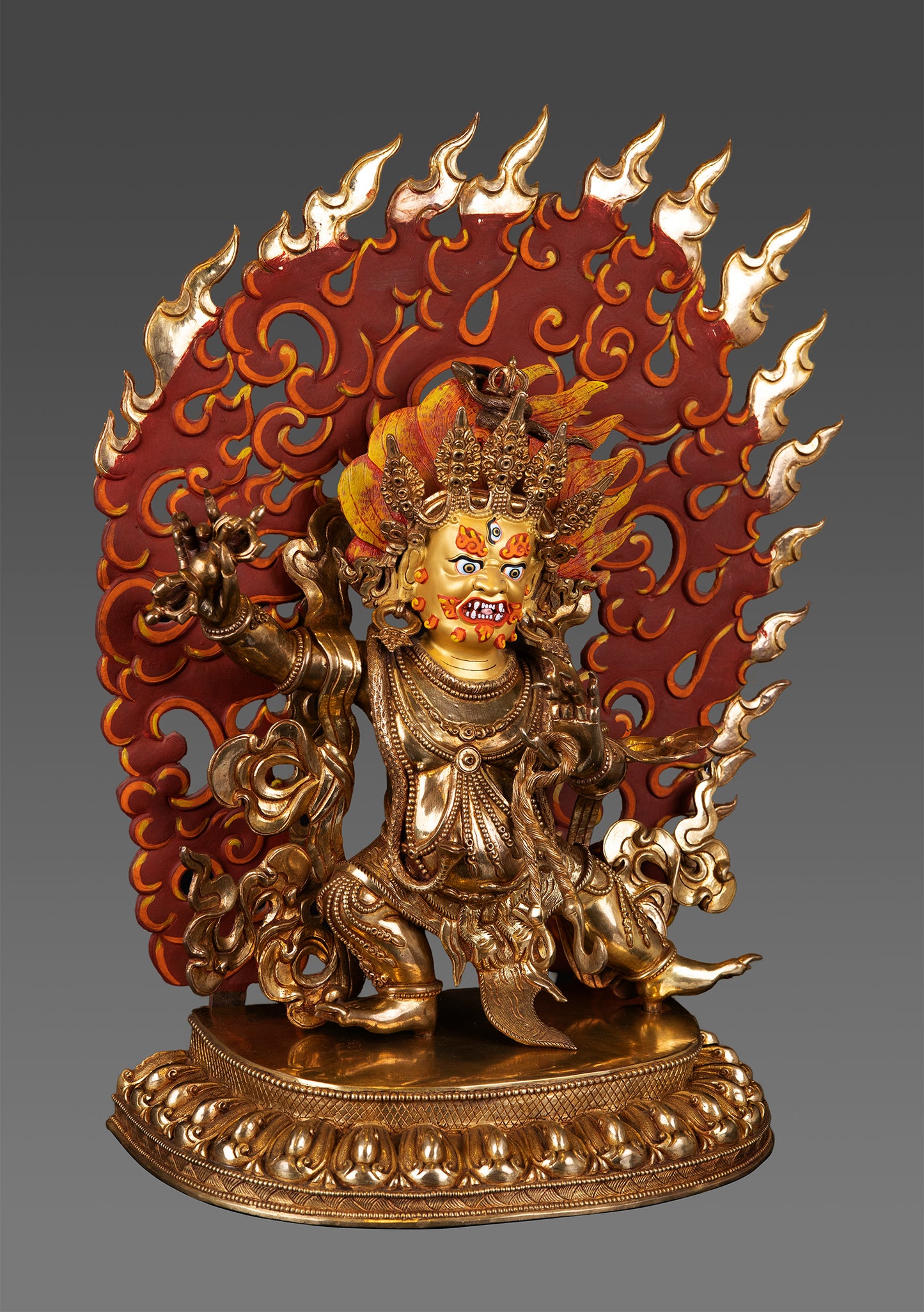 Tibetan Buddhism Protector 24K Gold Face Lord Vajra Pani Pure Copper Statue Sculpture Nepal free 13