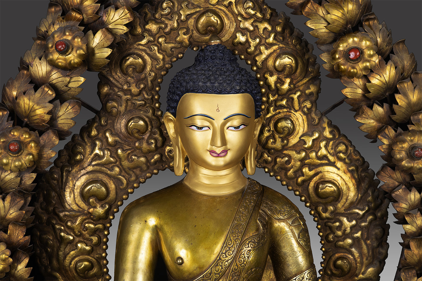 Unique Masterpiece Lord Shakyamuni Buddha Rare Copper Gold Plated Statue Sculpture Figure Nepal free 25