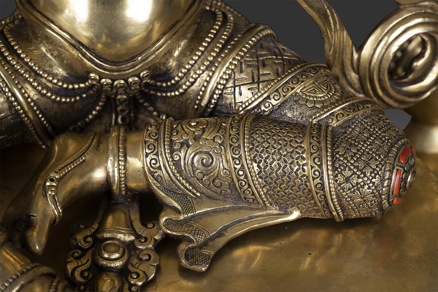 24K Gold Tibetan Buddhism Goddess Green Tara Rupa with Frame  - Front View Detailed Carving Focused - 1500 × 1000-Shop Online at Best Price