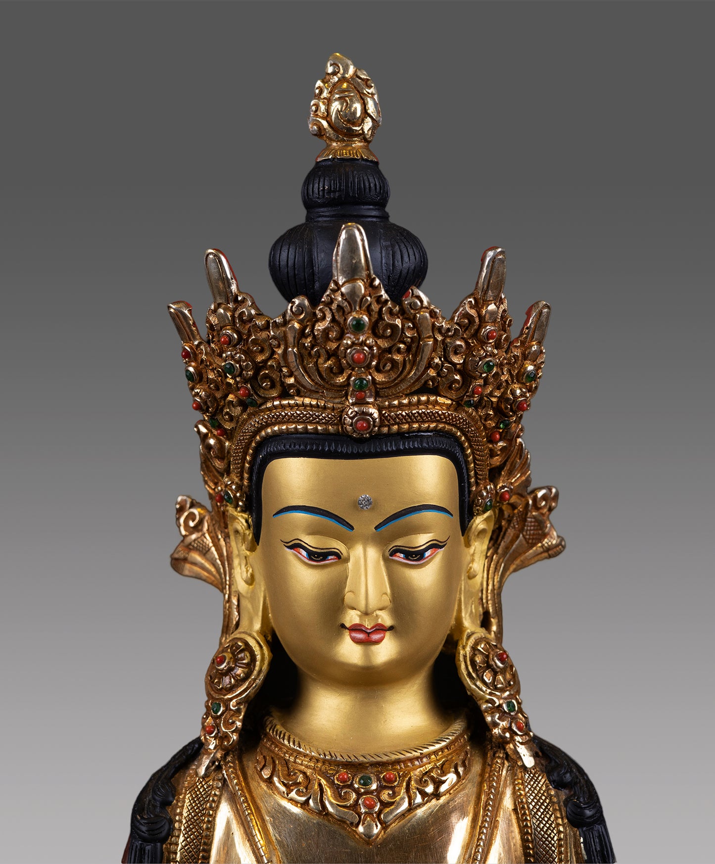 Tibetan Buddhism Lord Aparmita Amitayus Buddha 24K Gold face Pure Copper Oxide Statue Sculpture Nepal free