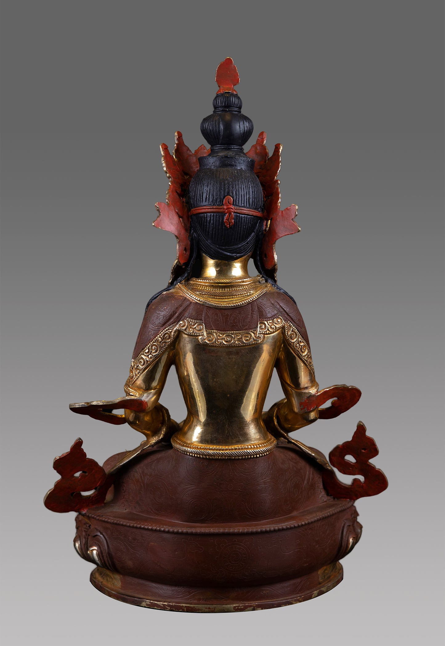 Tibetan Buddhism Lord Aparmita Amitayus Buddha 24K Gold face Pure Copper Oxide Statue Sculpture Nepal free