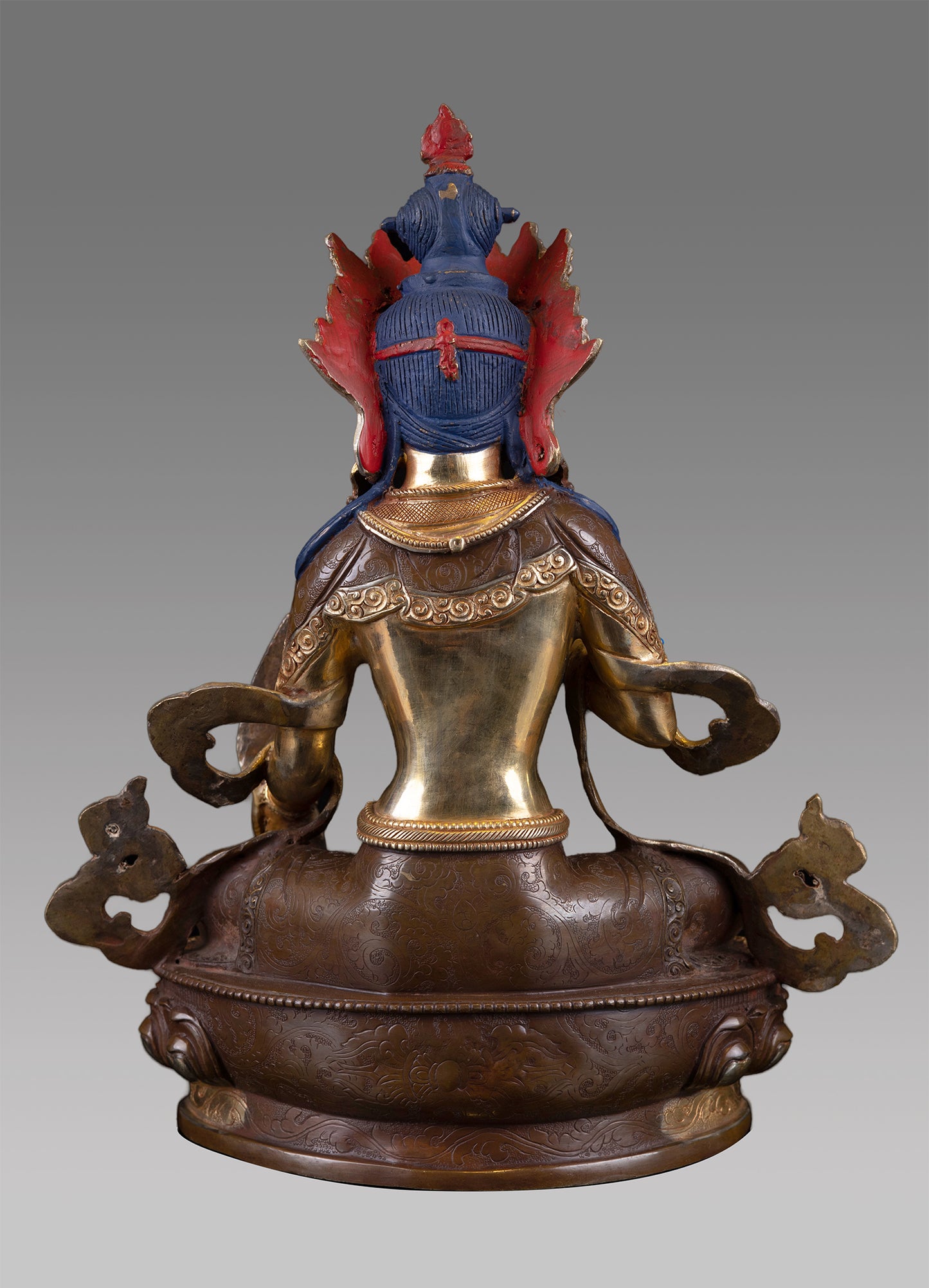 Tibetan Buddhism Lord Ksitigarbha 24K Gold Face Copper Oxide Statue Sculpture Figure Nepal free