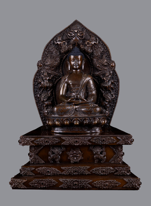 Tibetan Buddhism Lord Amitabha Buddha Pure Copper Oxide Handmade Statue Sculpture Figure Nepal free