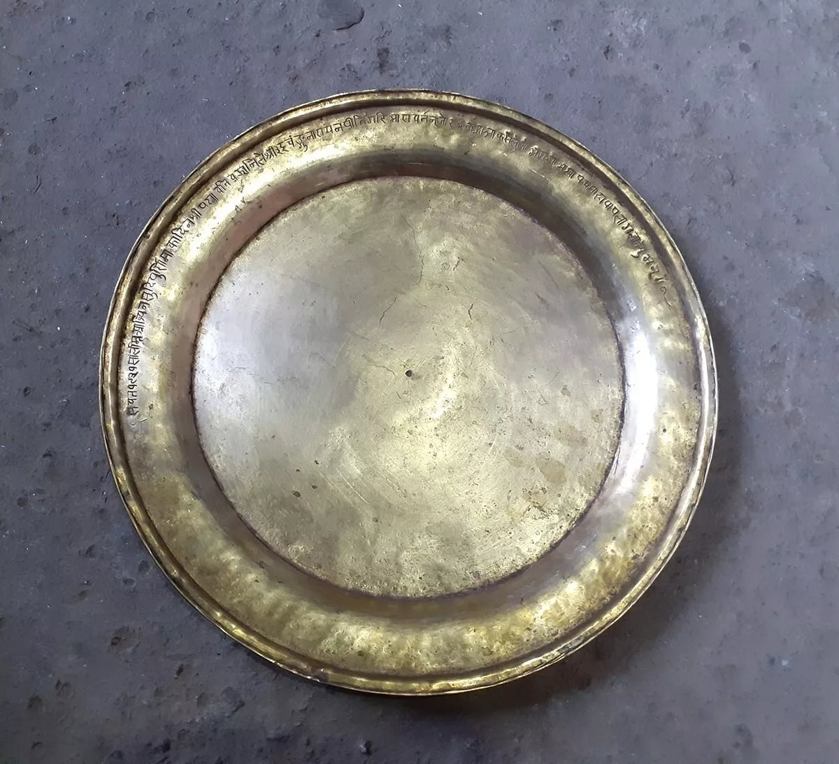 Vintage Antique 148 years old Ritual Religions Hinduism Brass Gold Puja Thali Nepal free