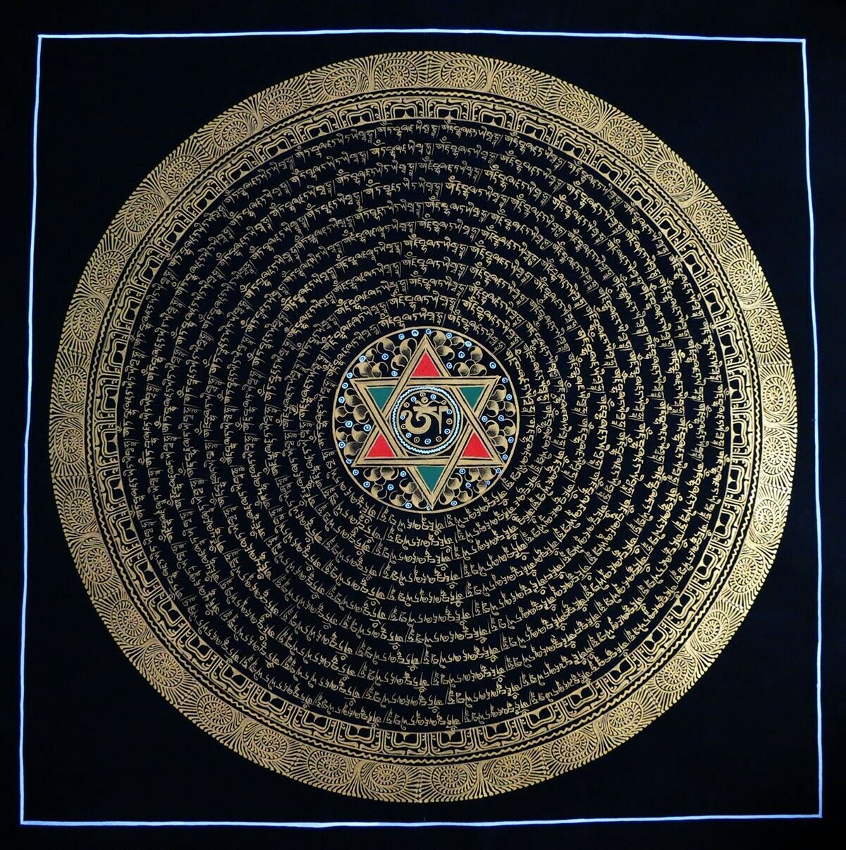 Tibetan Jambhala Dzambhala Om Padma Krodha Arya Jambhala Hridaya Hum Phat Mantra Thangka