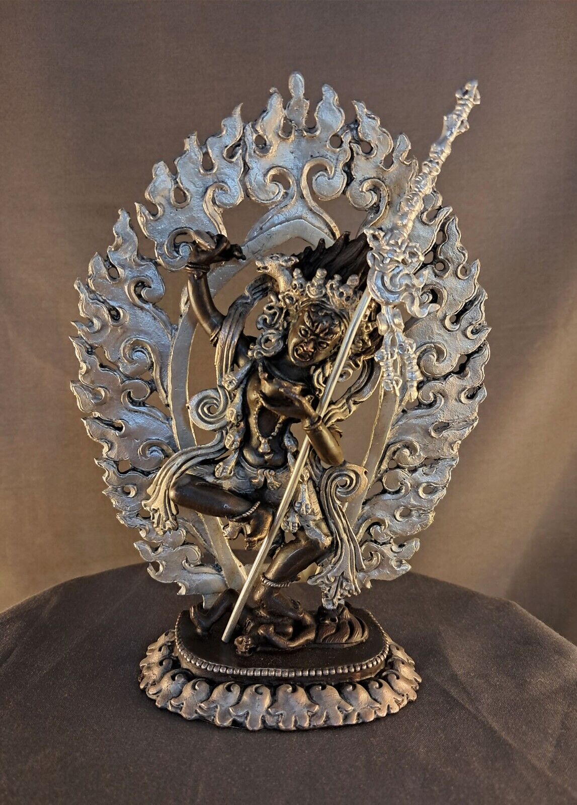 Buddhism Vajra Varahi Dakini Jogini Silver Oxide Fine 6.2" Copper Statue Figure Nepal