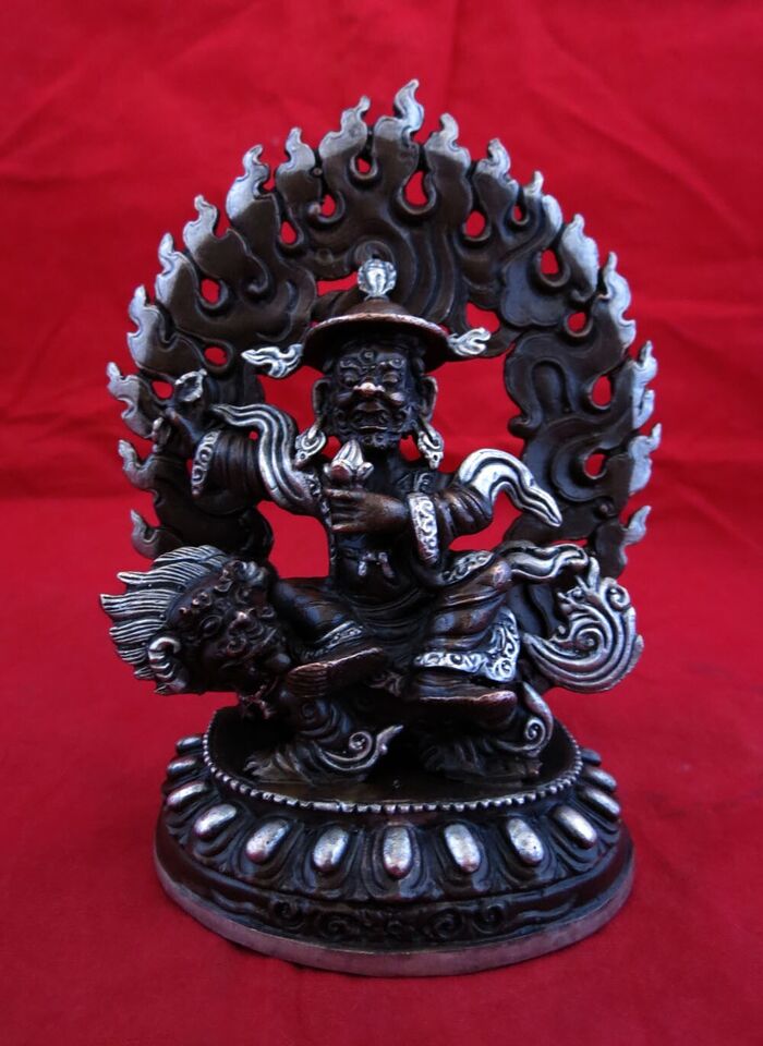 Tibetan Buddhism Set of Rahula Ekajati Lakpa Copper Silver Plated Statue Figure Nepal