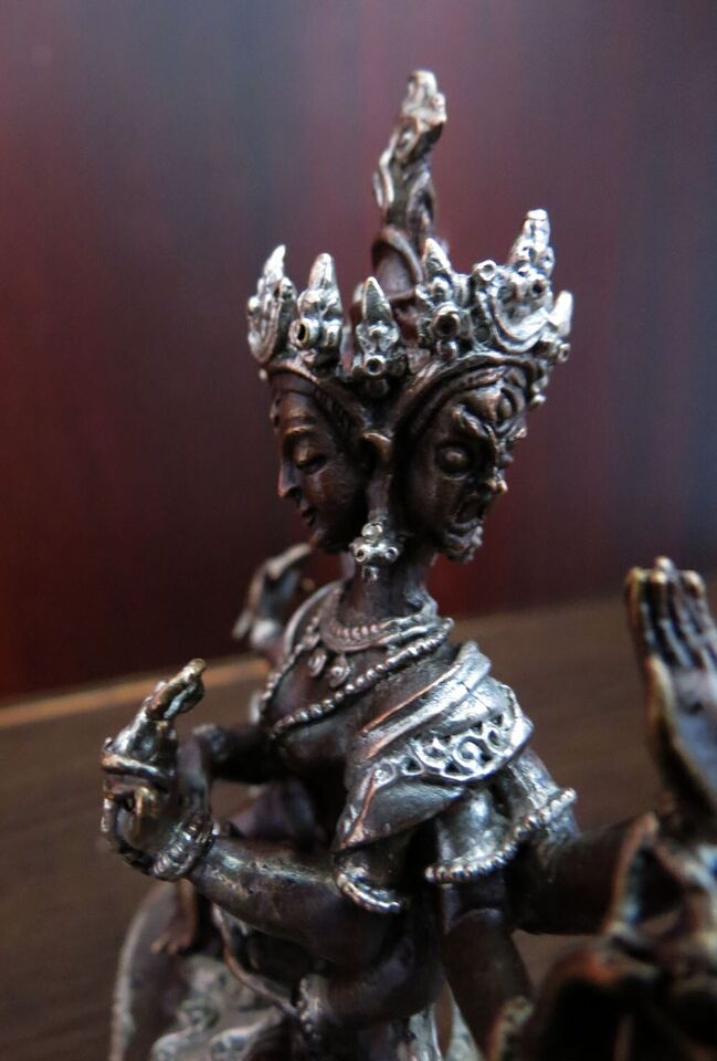 Tibetan Buddhism Lord Namgyal Ushnishavijaya Silver Oxide Copper Statue Sculpture Figure Nepal free