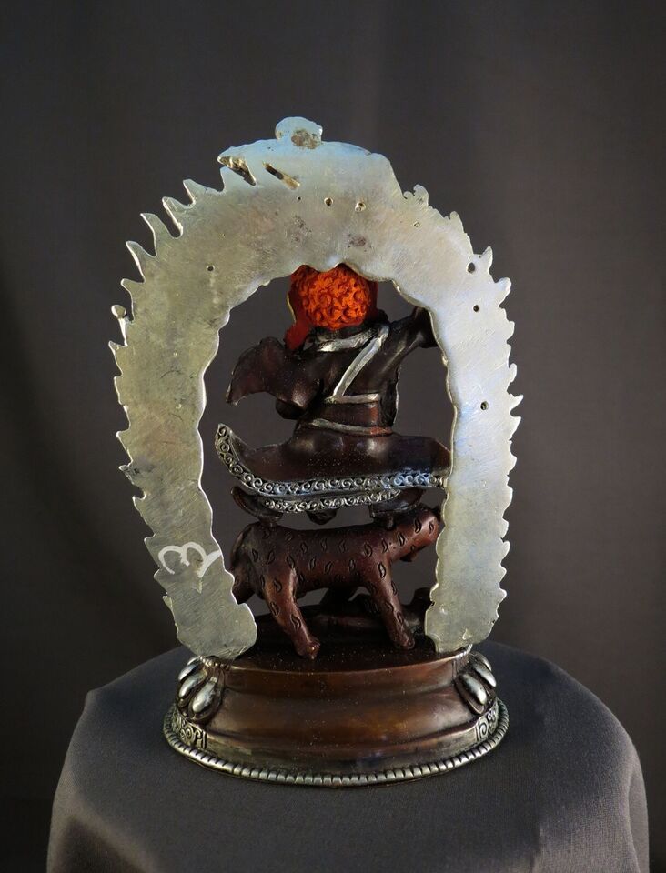 Tibetan Buddhism Gold Face emanation of Padmasambhava Dorje Drolo Copper Statue Sculpture Figure Nepal