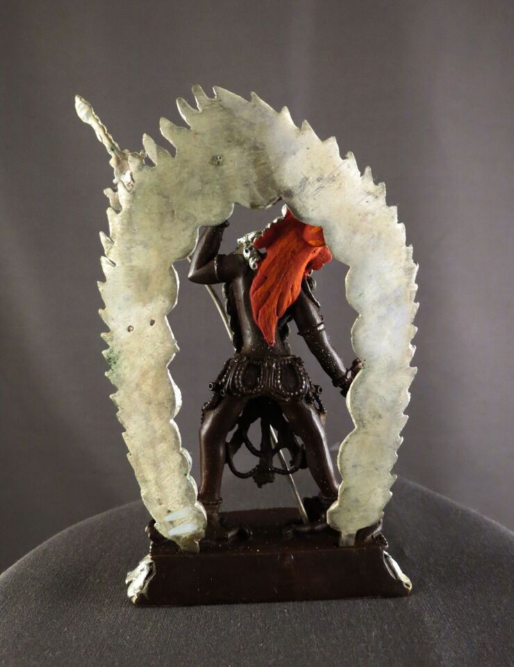 Buddhism Gold Face Goddess Vajra Yogini Dakini Silver Oxide 3.6" Copper Statue Sculpture Figure Nepal