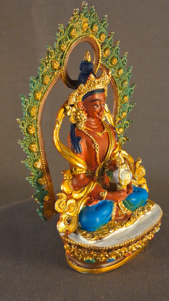 Tibetan Buddhism Goddess Aparmita Amitayus Pure Copper Hand Paint Statue Figure Sculpture Nepal free