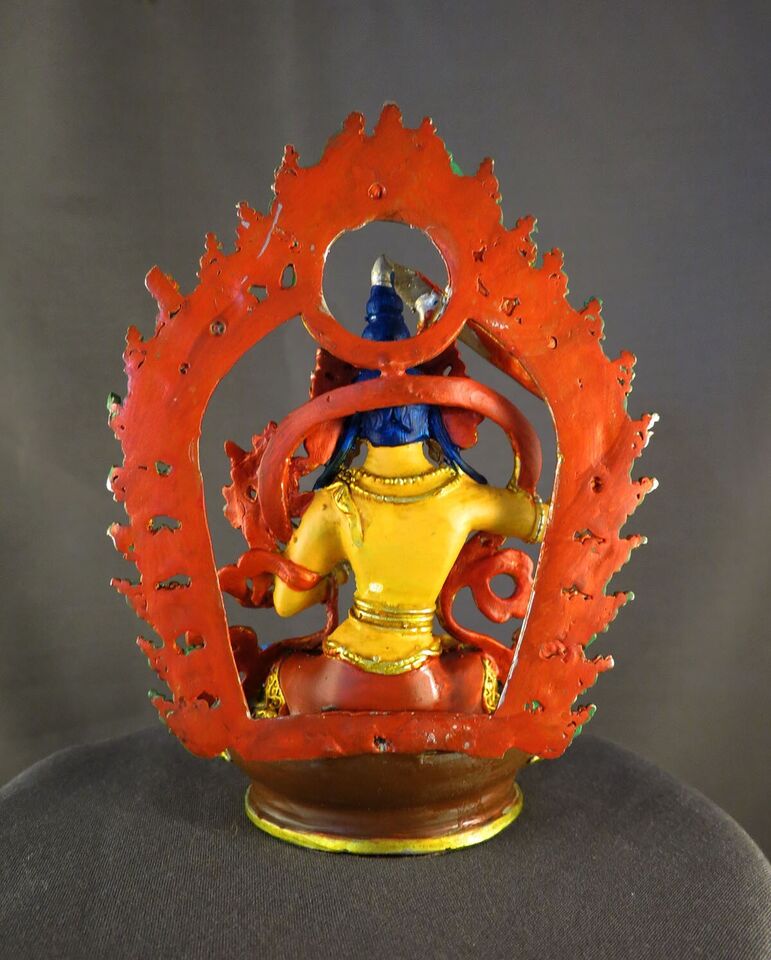 Buddhism Gold Plated Goddess Manjushri Manjushree Hand Painting Pure Copper Statue Sculpture Figure Nepal free